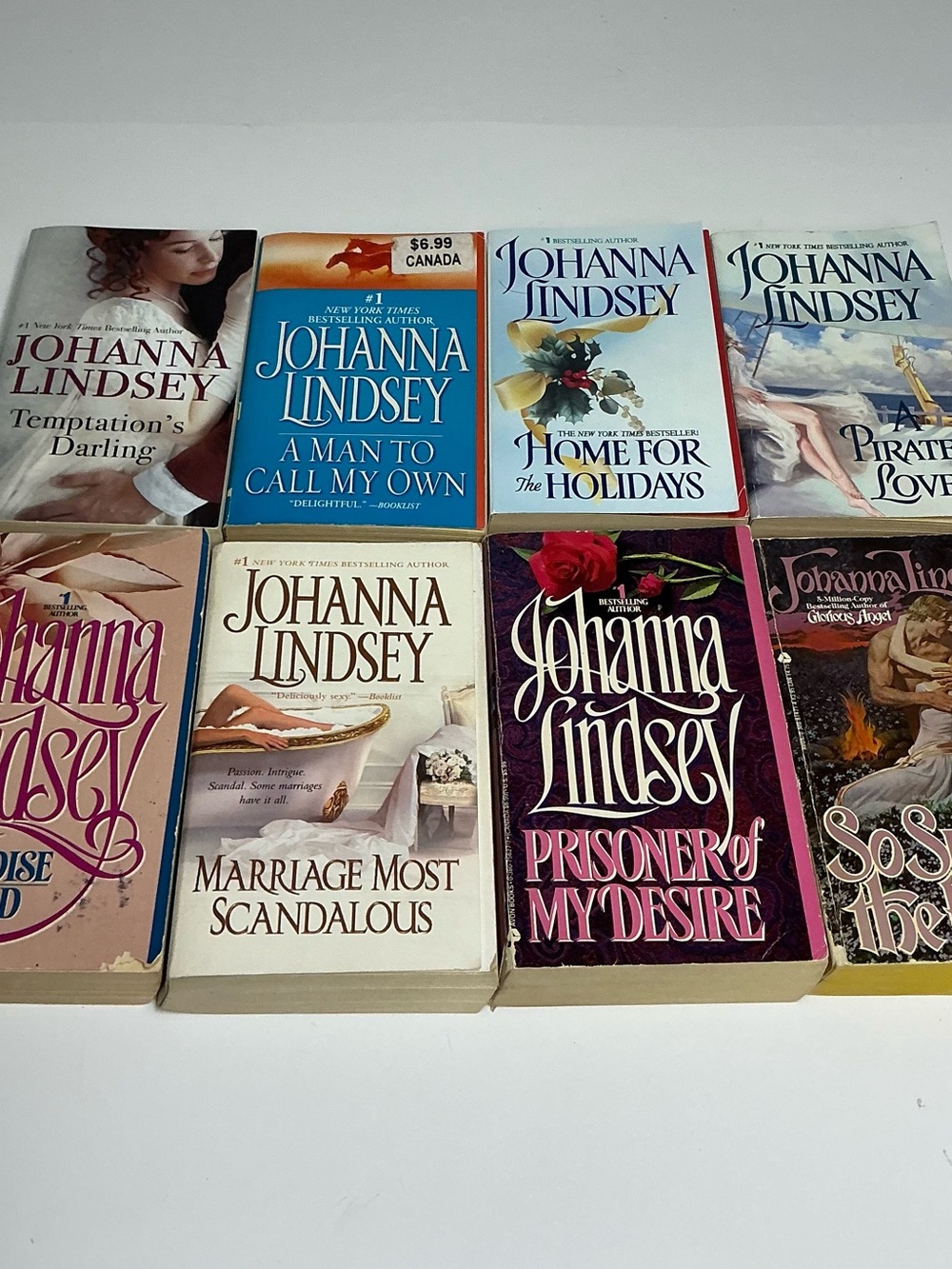 Johanna Lindsey Romance Novel Collection - 8 Paperback Books